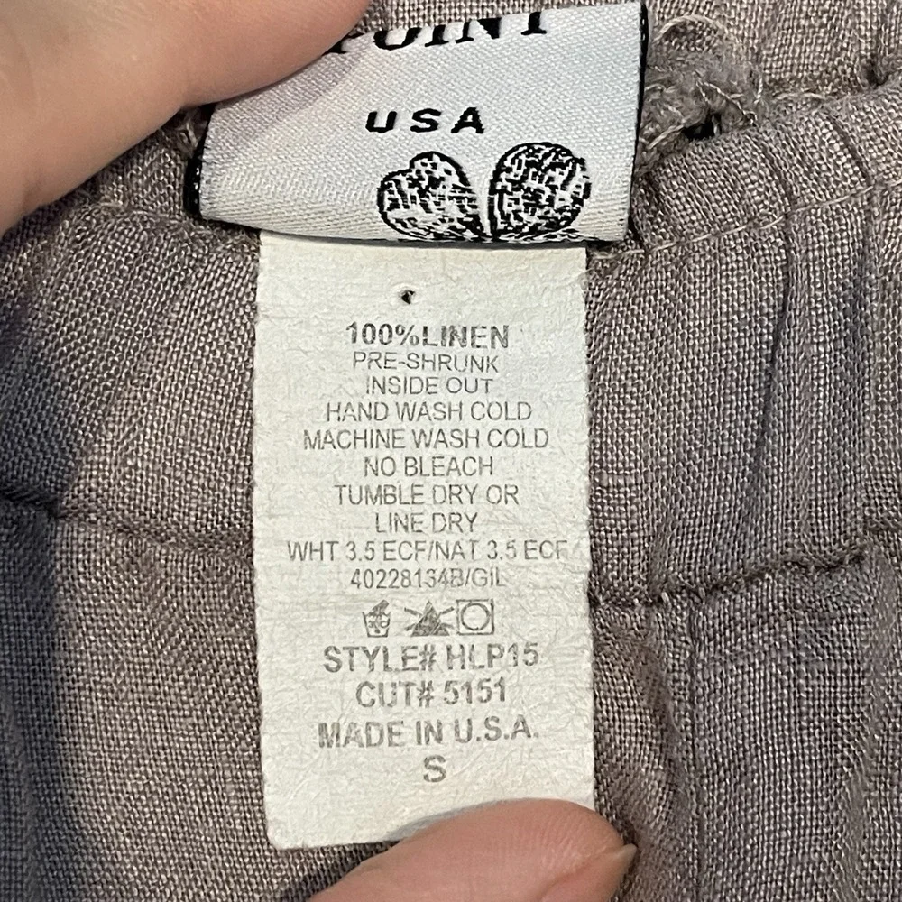 Match Point USA Small Linen Wide Leg Pants Lagenlook Elastic Waist Oversized EUC